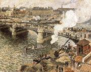 Camille Pissarro, Pont Boiedieu in Rouen in a Drizzle